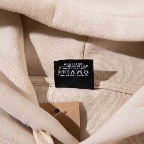 Men's Stussy Cream Printed Hooded Drawstring Sweatshirt Size: M - Picture 10 of 12